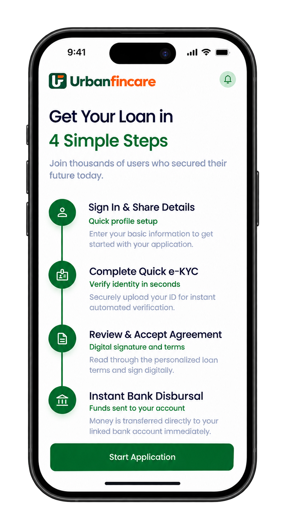Urbanfincare app - Simple steps